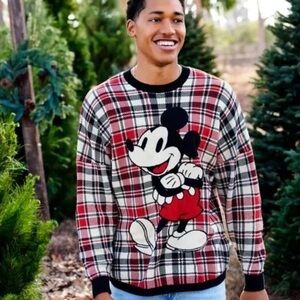 Mickey DISNEYLAND Plaid Holiday Knit Sweater Spirit Jersey Unisex Size‎ XL